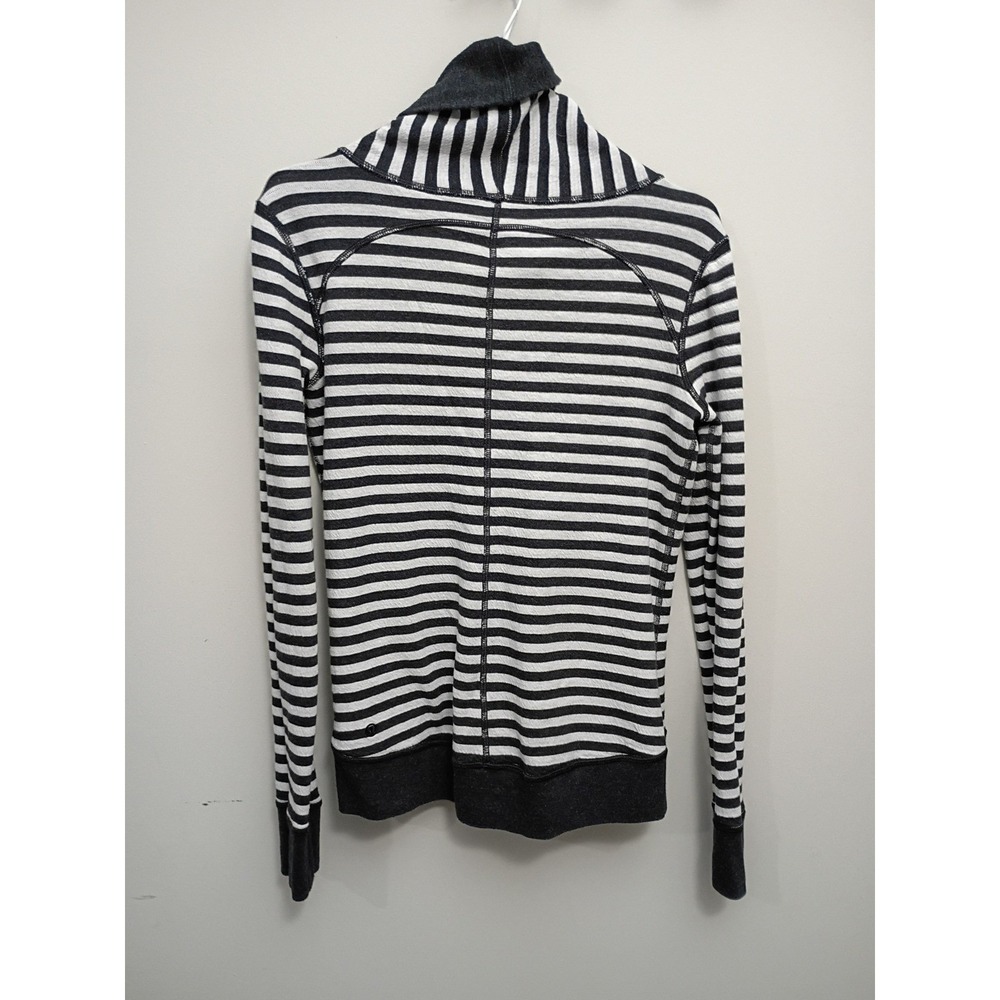 Lululemon In a Cinch Reversible Cowl Pullover Grey Striped Thumb Sweatshirt M/L - Picture 6 of 11
